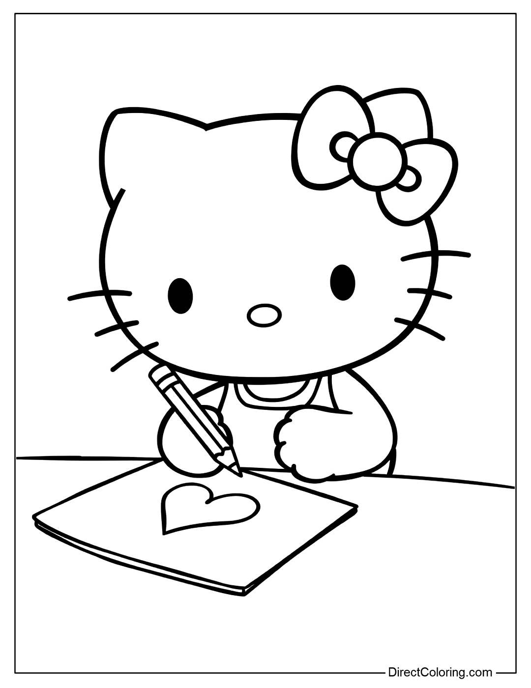 Hello Kitty Writes A Letter Coloring Page